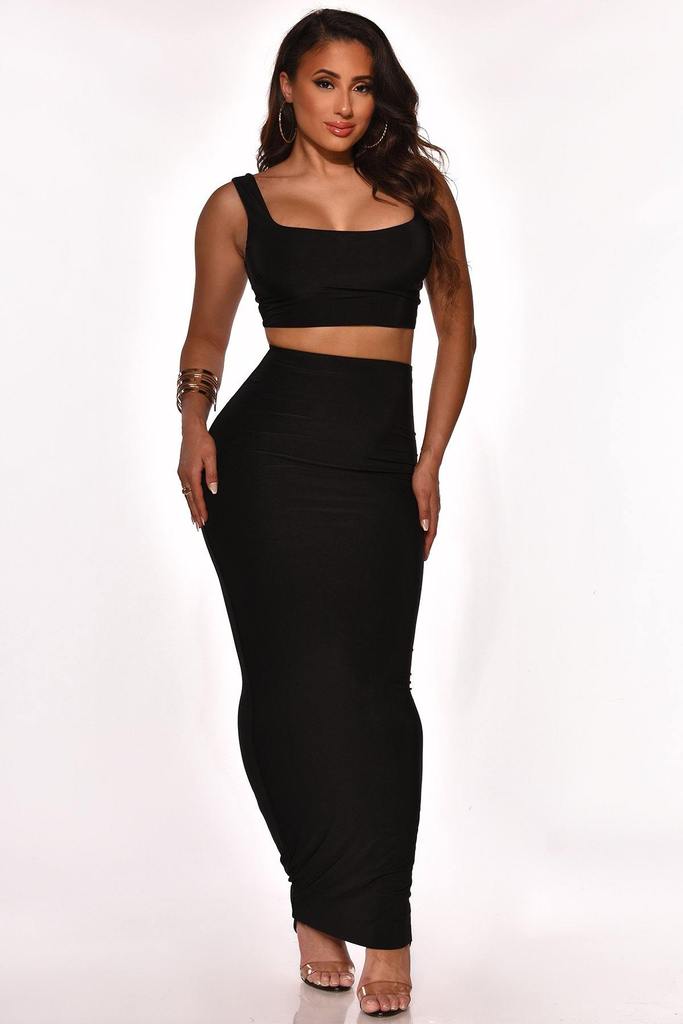 Black Maxi Skirt Set